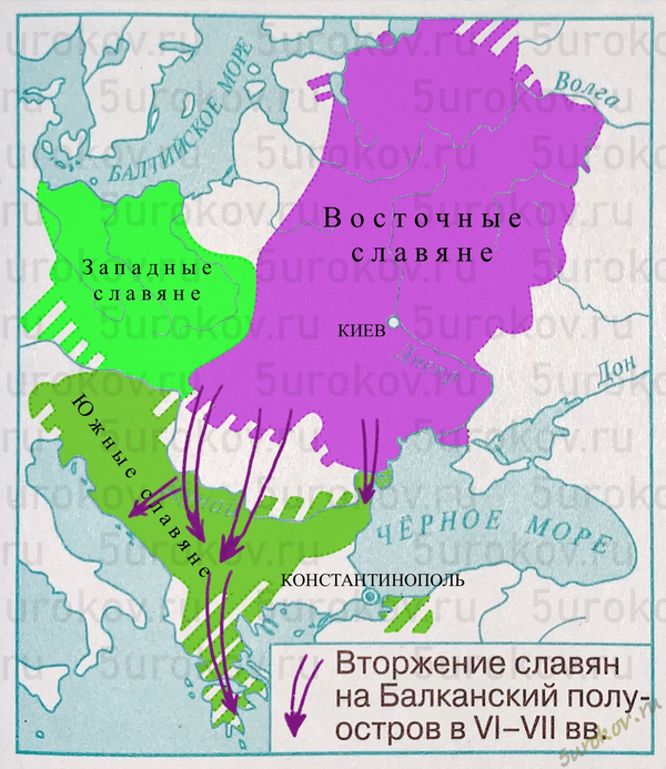 Контурная карта Три ветви славян